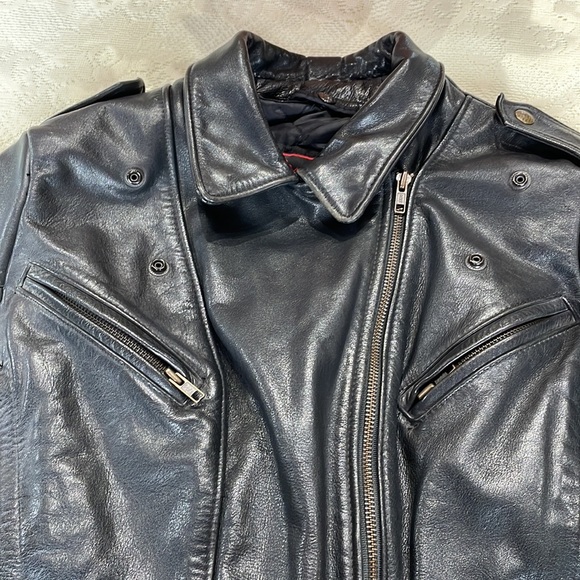 Ladies black leather biker jacket size M Fashions by Rose. - Picture 3 of 8